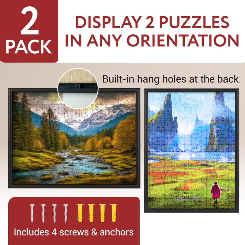 IMPRESA إمبريزا 2-باك إطار أحجية 20x27" – مجموعة تعليق الأحجية للعرض – تركيب سهل مع جبل أحجية أسود مع براغي - Image 5