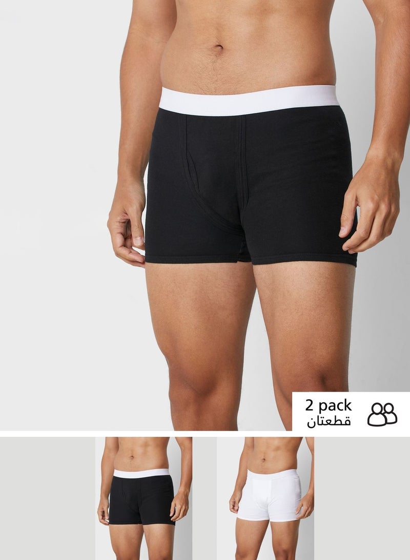 Seventy Five Basics 2 Pack Contrast Band Trunks With Antibacterial Finish  - Image 1