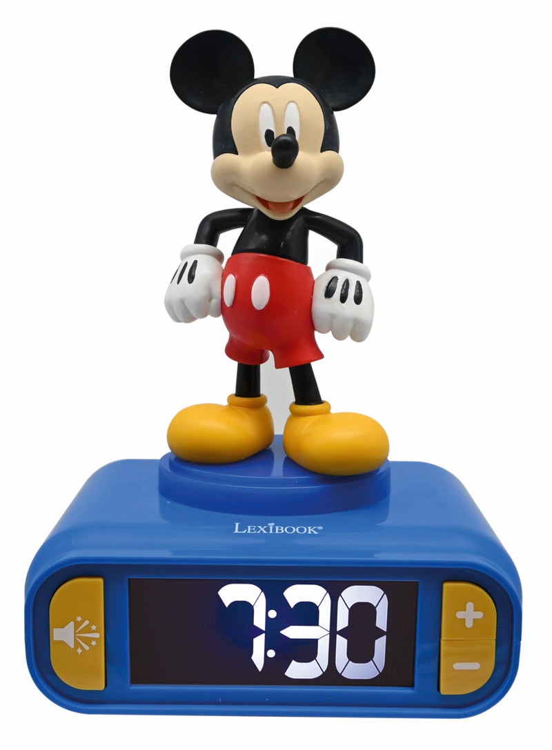 LEXiBOOK, Disney Mickey, Mickey Nightlight Alarm Clock, Sounds and Melodies, LCD Backlit Screen, Luminous, Snooze, Blue, RL800MCH - Image 1