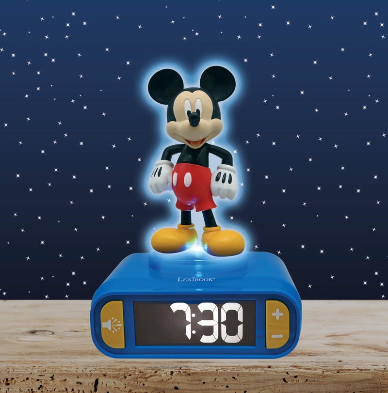 LEXiBOOK, Disney Mickey, Mickey Nightlight Alarm Clock, Sounds and Melodies, LCD Backlit Screen, Luminous, Snooze, Blue, RL800MCH - Image 3