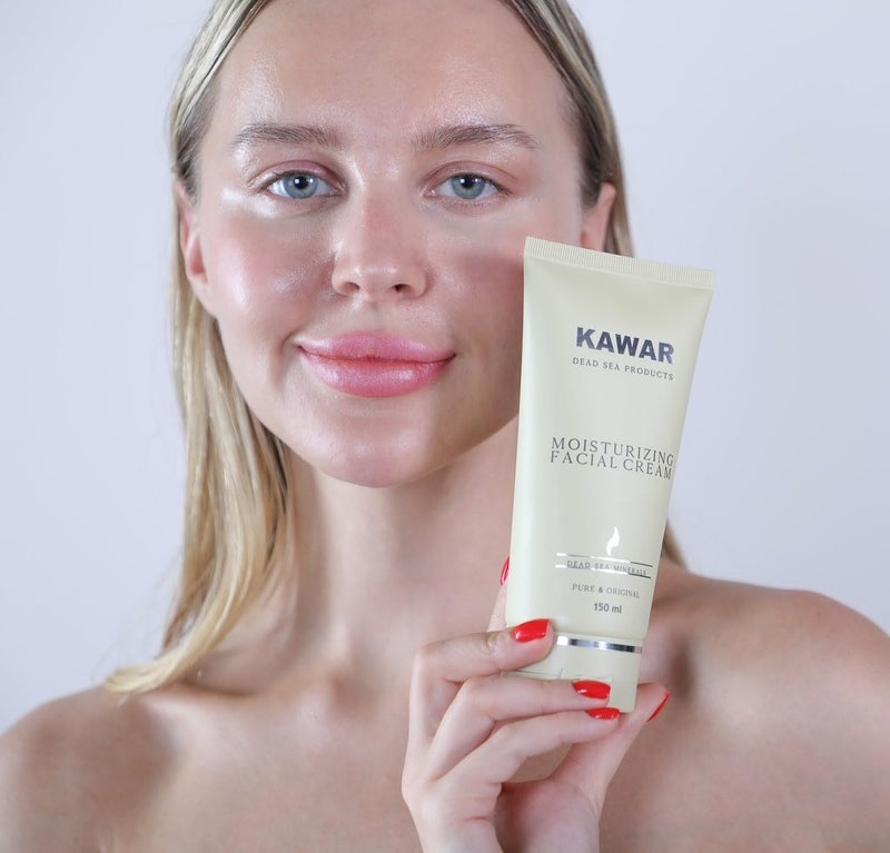 KAWAR Dead Sea Face Moisturizer with Hyaluronic Acid, Niacinamide & Ceramides, Skin Feels Softer and Smoother, Long-Lasting Hydration, Fast-Absorbing, Vegan Moisturizer for Men & Women, 5.1 fl oz - Image 4