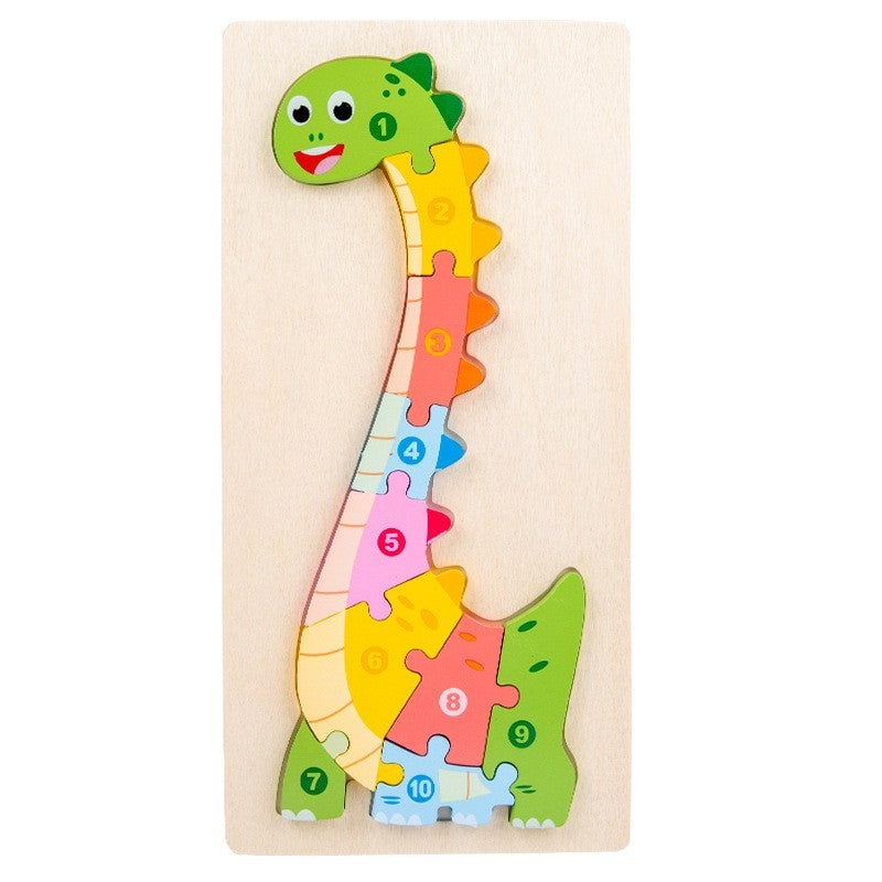 Wooden 3D Three-Dimensional Buckle Figure Three-Dimensional Jigsaw Puzzle Kindergarten Early Education Animal Digital Traffic Jigsaw Puzzle Toy - Image 1