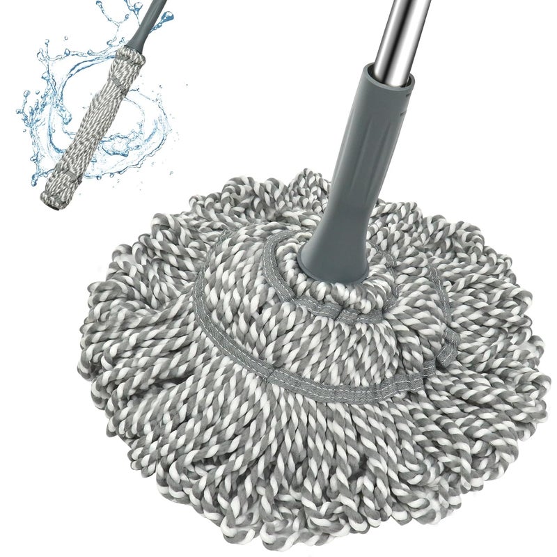 Kickleen Self Wringing Mop Floor Cleaning Easy Squeeze Twist Mop with 525 Inches Long Handle and Mop Head Heavy Duty Wet Mops for Cleaning Hardwood Tile Vinyl Laminate Floors - Image 1