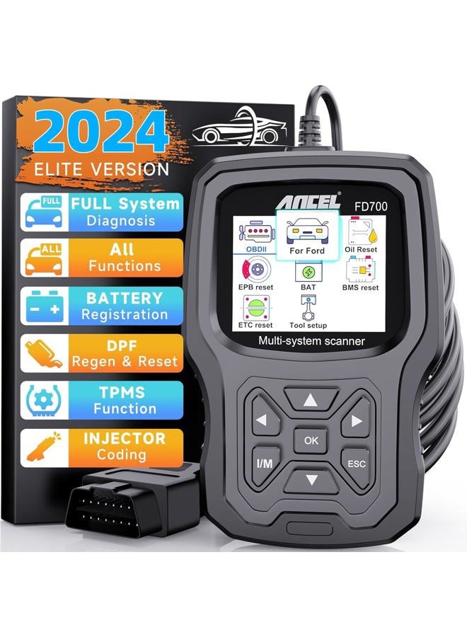 Ancel FD700 All System OBD2 Scanner fit for Ford Vehicles Automotive Code Reader Diagnostic Scan Tool with SRS SAS Calibration Oil TPMS IQA EPB BMS DPF Regen EGR Reset - Image 1
