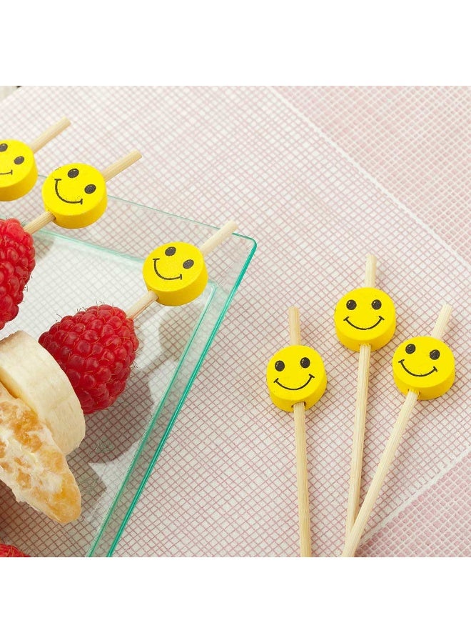 Restaurantware 6 Inch Bamboo Skewers, 1000 Disposable Food Picks - Built-In Burger Cartoon, Sustainable, Yellow And Black Bamboo Decorative Appetizer Picks, Durable, For Parties Or Picnics  - Image 3