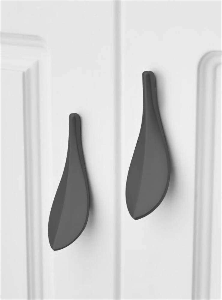 Primst 6pcs Solid Brass Cabinet Knobs,Leaf Shape Furniture Handles Pulls for Door,Kitchen Drawer,Dresser Drawer (Grey-6PCS) - Image 2
