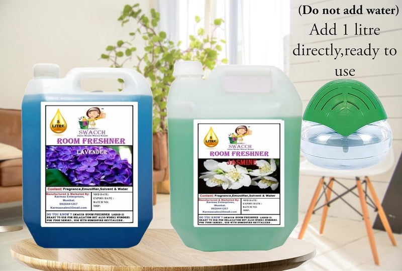swacch Room Freshner For Home Car Wash Room instant Refreshing Fragrance I EcoFriendly Formula I Skin Friendly I Ready to use I Water Based I Lavender Jasmine 5 Litre Combo Pack of 2  - Image 2