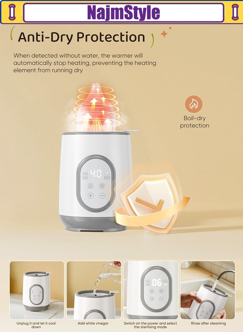 NajmStyle Baby Bottle Warmer 8-in-1 with Digital LCD & Timer, Smart Temperature Control and Automatic Shut-Off, Food Warmer & Steriliser BPA-Free Warmer for Breastmilk or Formula - Image 3