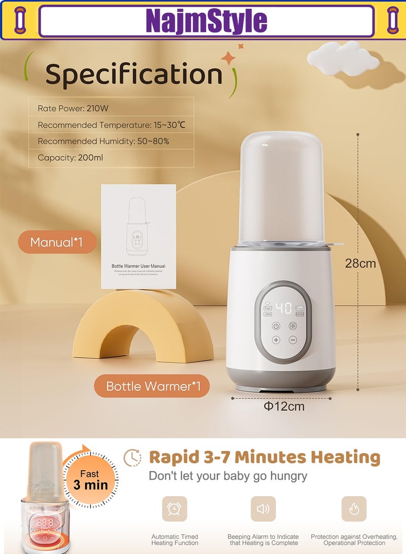 NajmStyle Baby Bottle Warmer 8-in-1 with Digital LCD & Timer, Smart Temperature Control and Automatic Shut-Off, Food Warmer & Steriliser BPA-Free Warmer for Breastmilk or Formula - Image 5