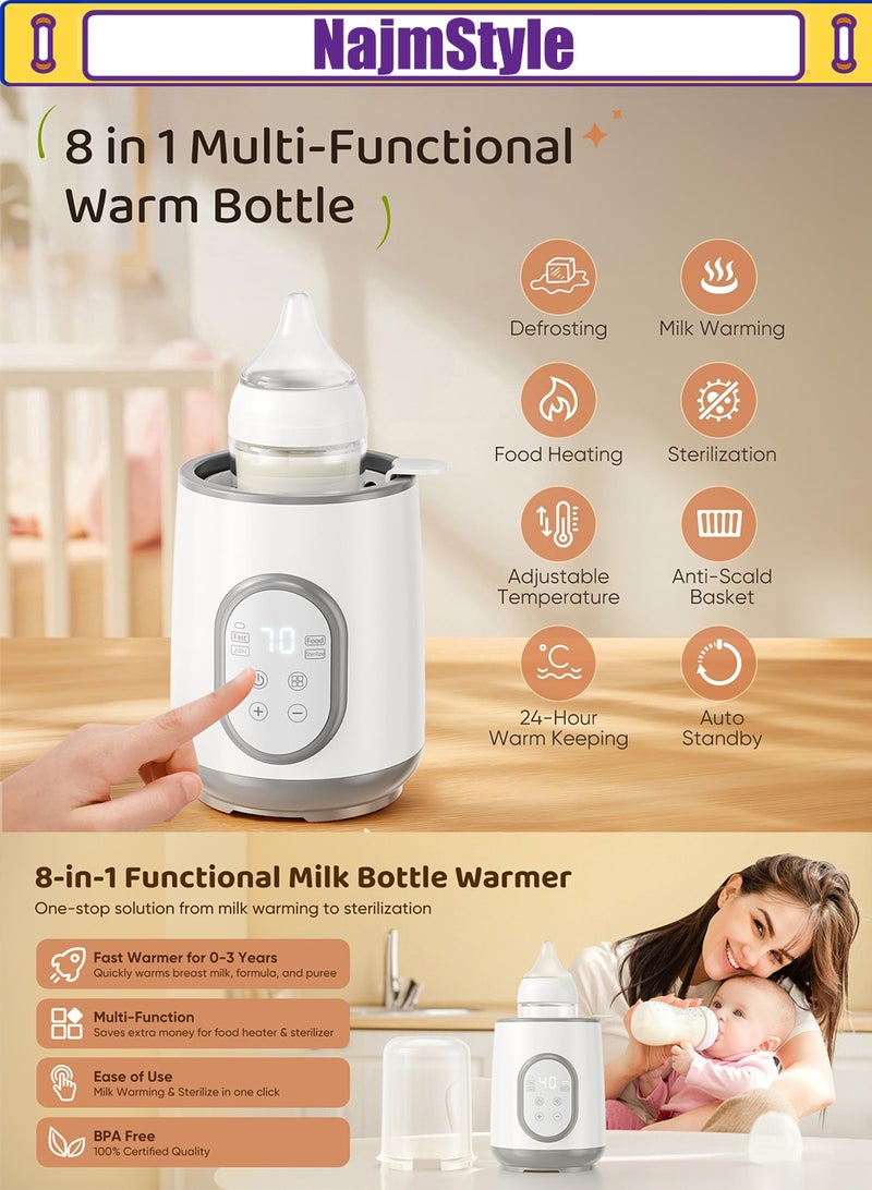 NajmStyle Baby Bottle Warmer 8-in-1 with Digital LCD & Timer, Smart Temperature Control and Automatic Shut-Off, Food Warmer & Steriliser BPA-Free Warmer for Breastmilk or Formula - Image 2