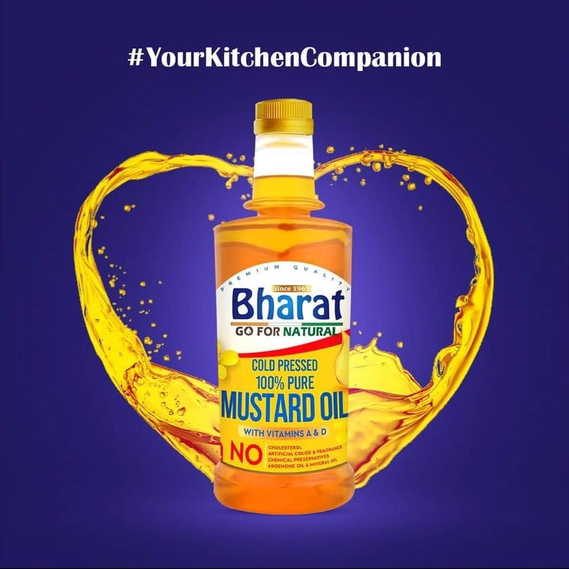 Bharat 100% Pure Mustard Oil - Cold Pressed Cooking Oil, 1 Liter - Image 3