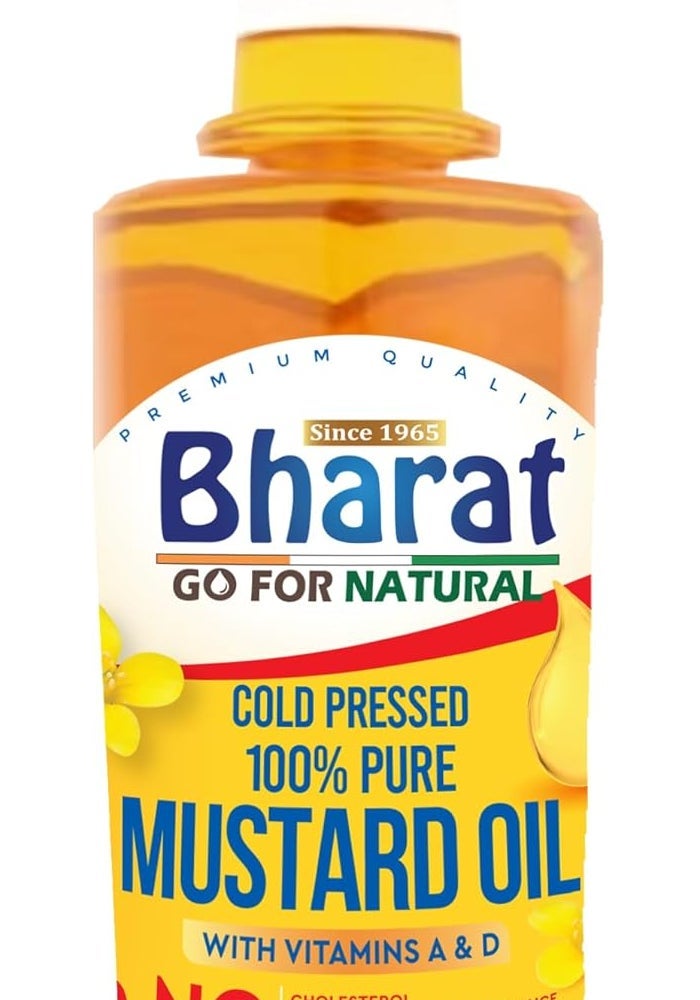 Bharat 100% Pure Mustard Oil - Cold Pressed Cooking Oil, 1 Liter - Image 1