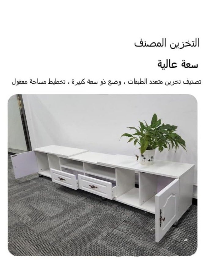 جولدن - خزانة طاولة تلفاز قابلة للسحب، رف تلفاز عصري لديكور مركز الترفيه، رف وحدة التحكم في الوسائط لأثاث غرفة المعيشة - Image 1
