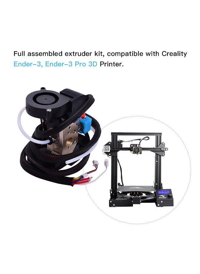 Generic - Full Assembled Extruder Hotend Kit with Aluminum Heating Block 0.4mm Nozzle Cooling Fan 24V Compatible with Creality Ender-3/Ender-3 Pro 3D Printer - Image 1