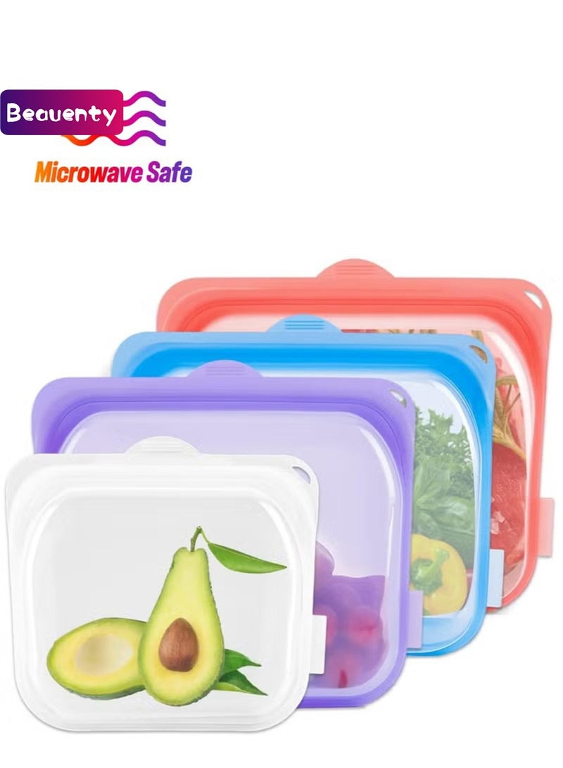 Beauenty Reusable Silicone Bags for Food Storage Bundle 4-Pack, BPA Free Food Grade Meal Prep Food Storage Containers Set, for Lunch, Travel, Freezer, Oven, Microwave, Dishwasher Safe, Leakproof - Image 1