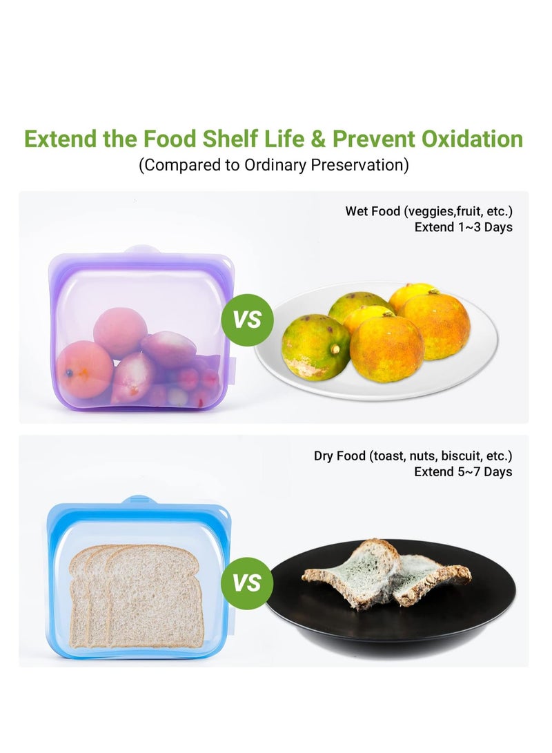 Beauenty Reusable Silicone Bags for Food Storage Bundle 4-Pack, BPA Free Food Grade Meal Prep Food Storage Containers Set, for Lunch, Travel, Freezer, Oven, Microwave, Dishwasher Safe, Leakproof - Image 3