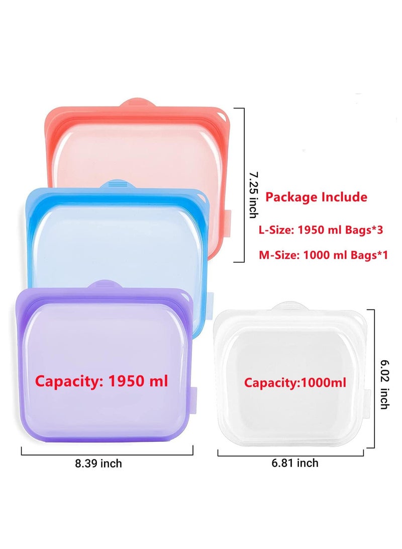 Beauenty Reusable Silicone Bags for Food Storage Bundle 4-Pack, BPA Free Food Grade Meal Prep Food Storage Containers Set, for Lunch, Travel, Freezer, Oven, Microwave, Dishwasher Safe, Leakproof - Image 5