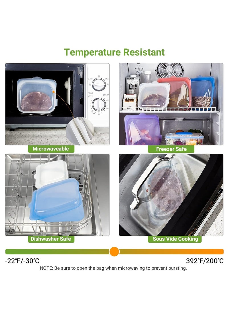 Beauenty Reusable Silicone Bags for Food Storage Bundle 4-Pack, BPA Free Food Grade Meal Prep Food Storage Containers Set, for Lunch, Travel, Freezer, Oven, Microwave, Dishwasher Safe, Leakproof - Image 4