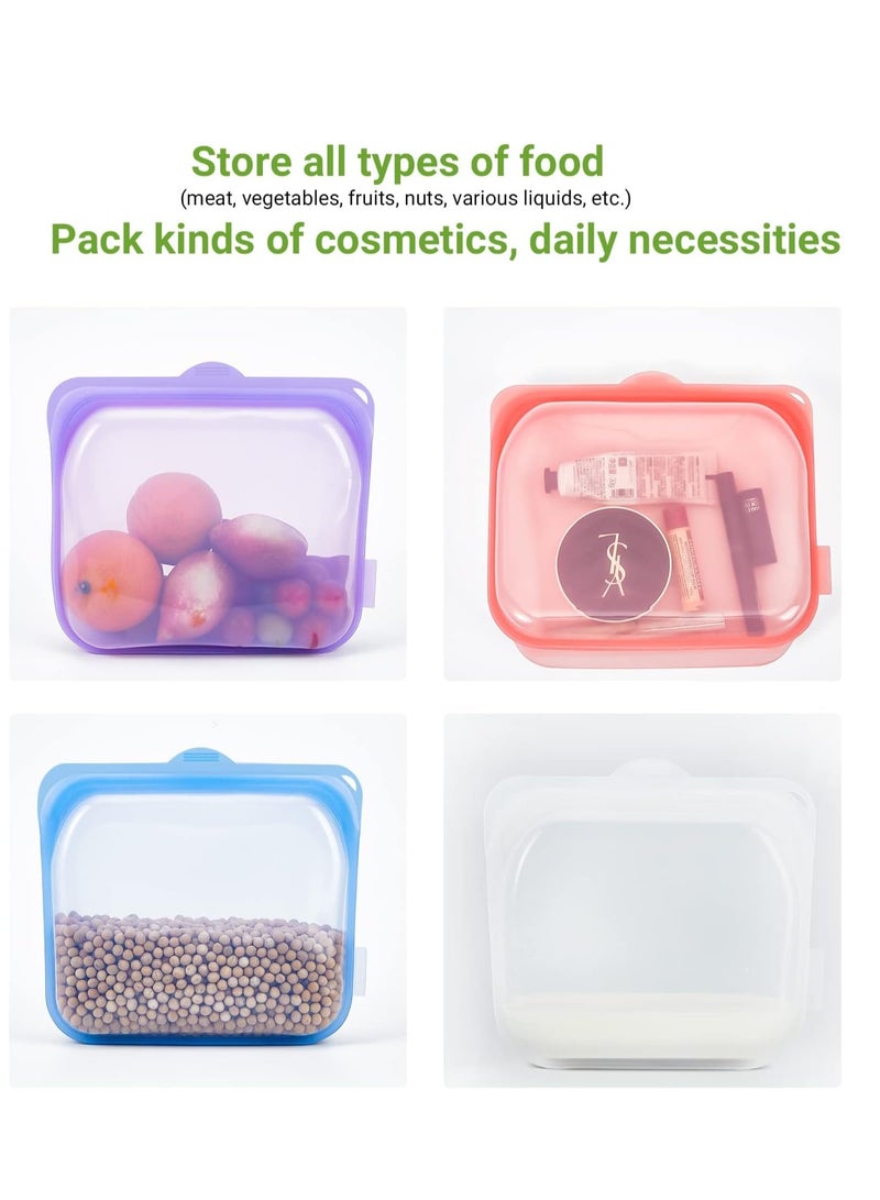 Beauenty Reusable Silicone Bags for Food Storage Bundle 4-Pack, BPA Free Food Grade Meal Prep Food Storage Containers Set, for Lunch, Travel, Freezer, Oven, Microwave, Dishwasher Safe, Leakproof - Image 2