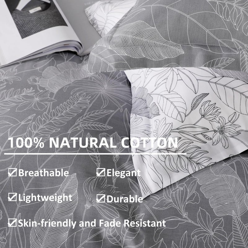 OAITE Duvet Cover Set 100% Cotton Comforter Cover with Leaf Pattern Duvet Cover Set Soft Bedding Set Includes with 3 Piece (2 Pillow Shams 1 Duvet Cover) - Image 4