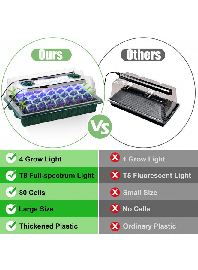Saillong Saillong 2 Packs Seed Starter Tray with Grow Light High Dome Seed Germination Kit 80 Cells with 4 LED Grow Lights Seedling Starter Kit with Smart Timer and 3 Modes for Home Gardeners, Greenhouse  - Image 4