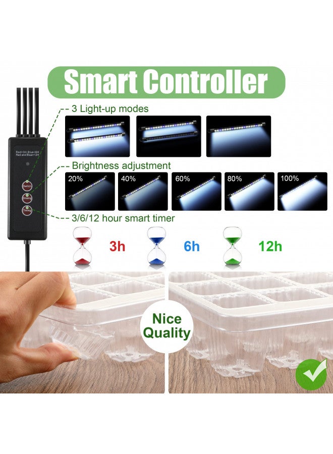 Saillong Saillong 2 Packs Seed Starter Tray with Grow Light High Dome Seed Germination Kit 80 Cells with 4 LED Grow Lights Seedling Starter Kit with Smart Timer and 3 Modes for Home Gardeners, Greenhouse  - Image 2