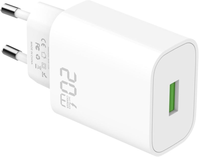 G-Power GP-C41 20W GaN Quick Charger with USB-A to USB-C Cable, Compatible with Apple iPhone 17/16/15 Series, iPad Pro, USB-C MacBook, Samsung Galaxy, Pixel and Tablets - White