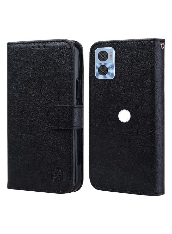 اس-توب جراب لهاتف Motorola Moto E22 / E22i مصنوع من الجلد الصناعي PU + TPU مع ملمس زيتي - Image 1