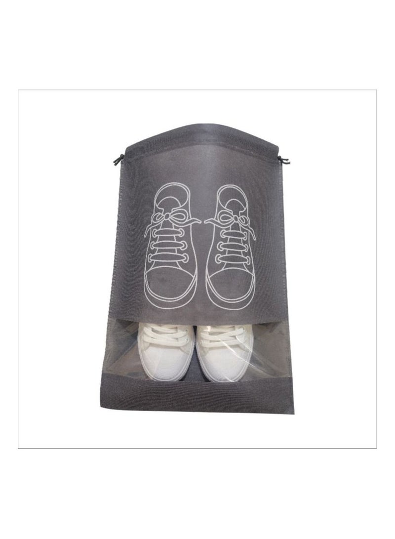 10 Shoes Storage Bags Closet Organizer Non-woven Travel Portable Bag Waterproof Pocket Clothing Classified Hanging Bag- Gray  - Image 3