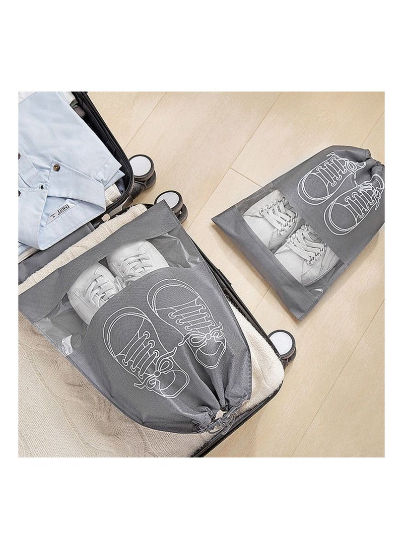 10 Shoes Storage Bags Closet Organizer Non-woven Travel Portable Bag Waterproof Pocket Clothing Classified Hanging Bag- Gray  - Image 2