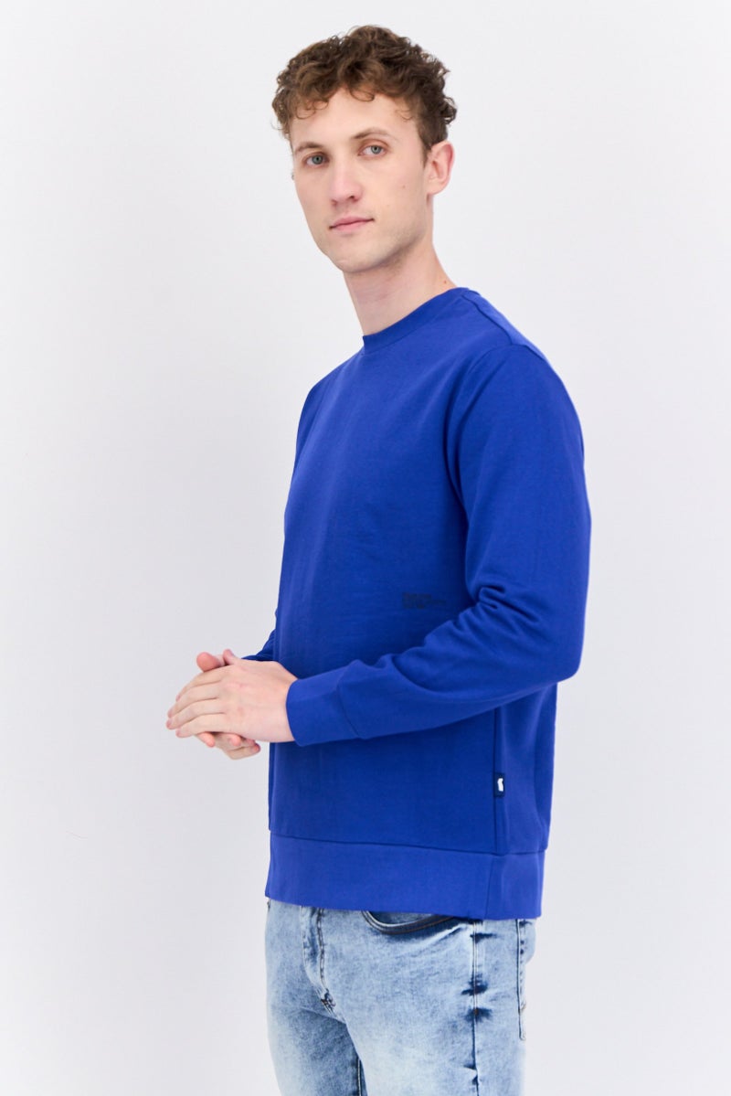 GAS سويت شيرت رجالي بأكمام طويلة وطباعة جرافيك على شكل طاقم، أزرق - Image 2