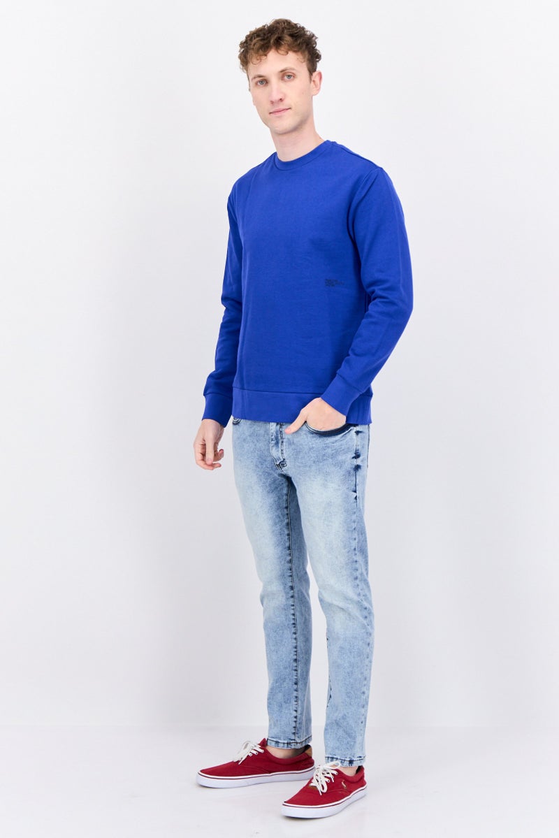 GAS سويت شيرت رجالي بأكمام طويلة وطباعة جرافيك على شكل طاقم، أزرق - Image 4