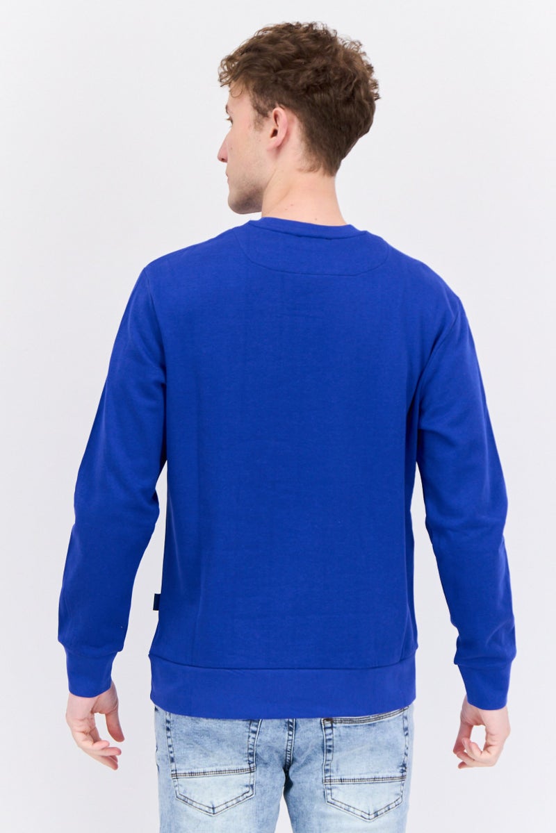 GAS سويت شيرت رجالي بأكمام طويلة وطباعة جرافيك على شكل طاقم، أزرق - Image 3