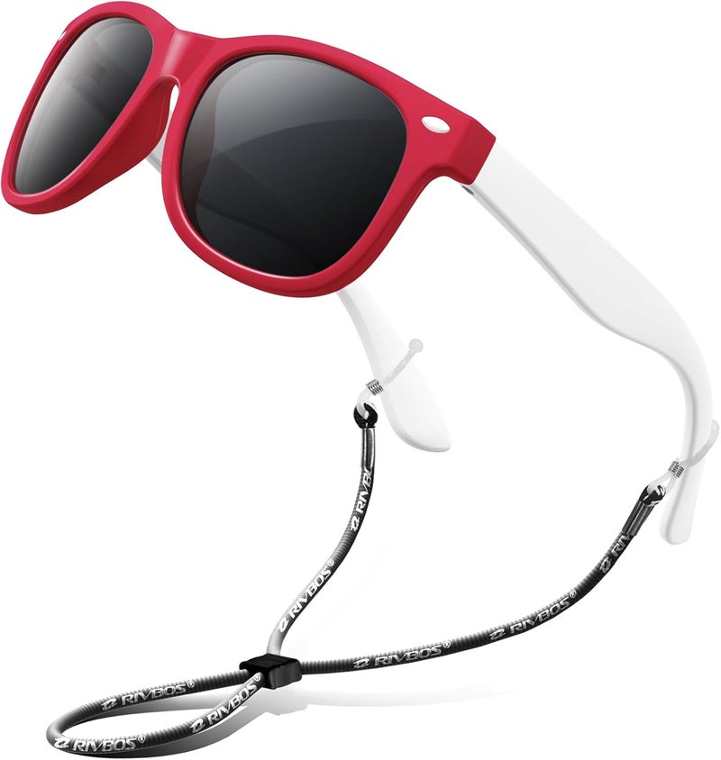 RIVBOS Kids Sunglasses Polarized UV Protection Flexible Rubber Glasses Shades with Strap for Boys Girls RBK004 - Image 1