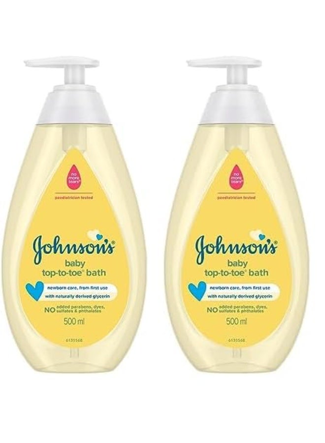Johnson's Baby Johnson & Johnson Baby Top to Toe Baby Bath | 100% Soap Free Body Wash for All Skin Types | 500ml (Pack of 2)