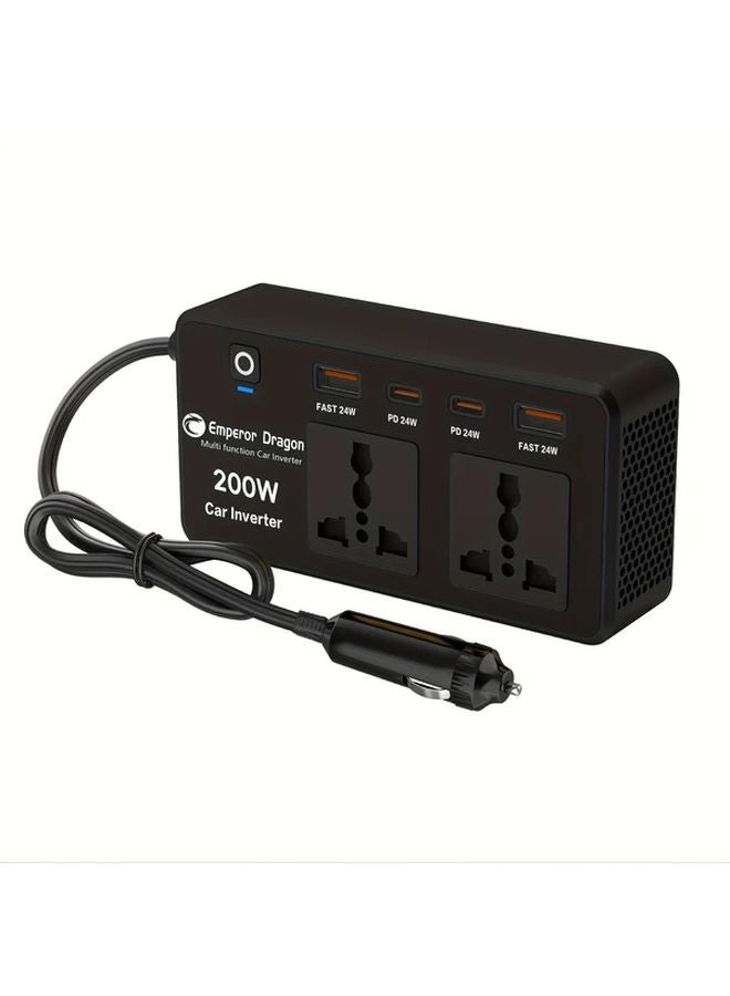200W Car Power Inverter DC 12V To AC 220V Converter With 2 USB Ports And 2 Type C Ports - Image 1