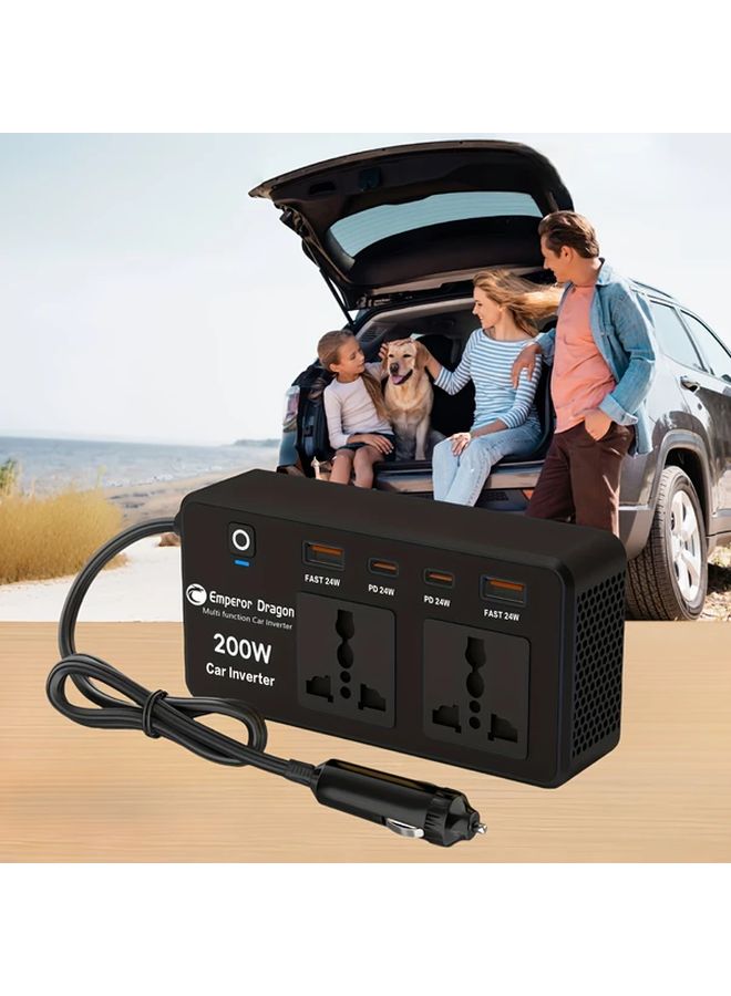 200W Car Power Inverter DC 12V To AC 220V Converter With 2 USB Ports And 2 Type C Ports - Image 2