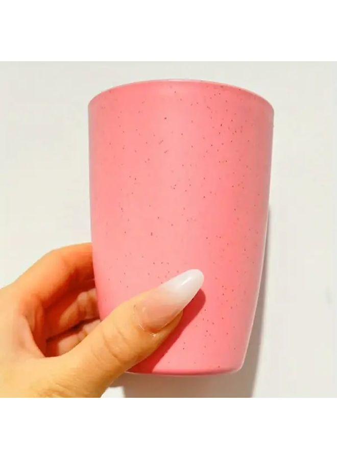 Large Capacity Pink Wheat Straw Mouthwash Cup Durable Plastic For Home Office Travel - Image 5