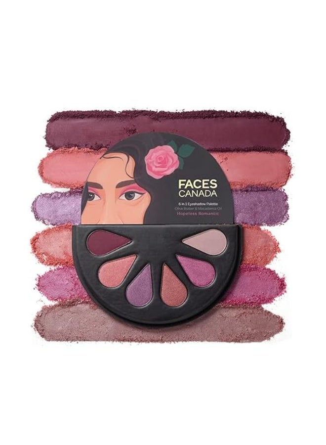 FACESCANADA 6 in 1 Eyeshadow Palette - Hopeless Romantic 01, 6g | Olive Butter & Macadamia Oil | Vibrant Colors | Highly Pigmented | Easily Blendable | Silky Satin Texture | No Crease | Cruelty-Free - Image 4