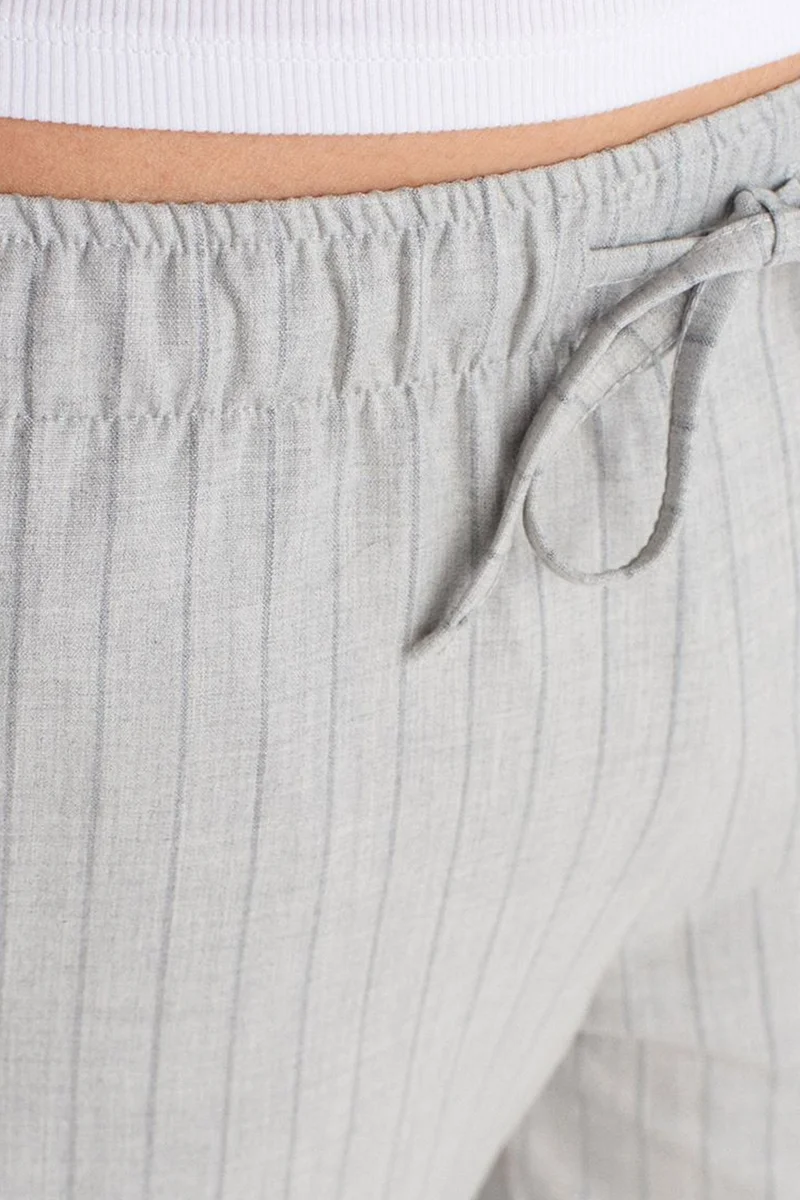 Dilvin Light Grey DILVIN Striped Wide-leg Woven Trousers for Women | Best Price UAE