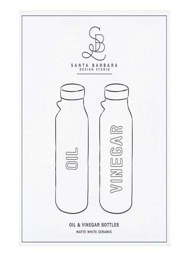 Santa Barbara Design Studio Oil and Vinegar Set of Two Ceramic Dispensers, 6.7" Tall Each, White - Image 4