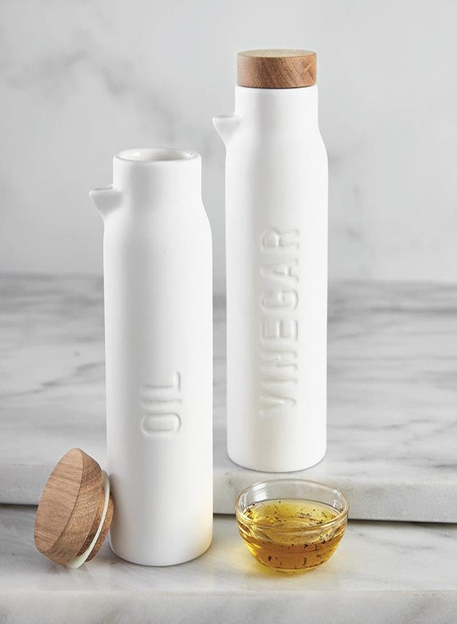 Santa Barbara Design Studio Oil and Vinegar Set of Two Ceramic Dispensers, 6.7" Tall Each, White - Image 5