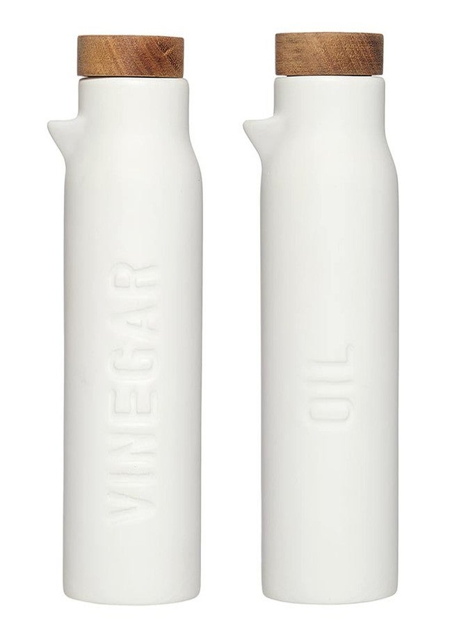 Santa Barbara Design Studio Oil and Vinegar Set of Two Ceramic Dispensers, 6.7" Tall Each, White - Image 1