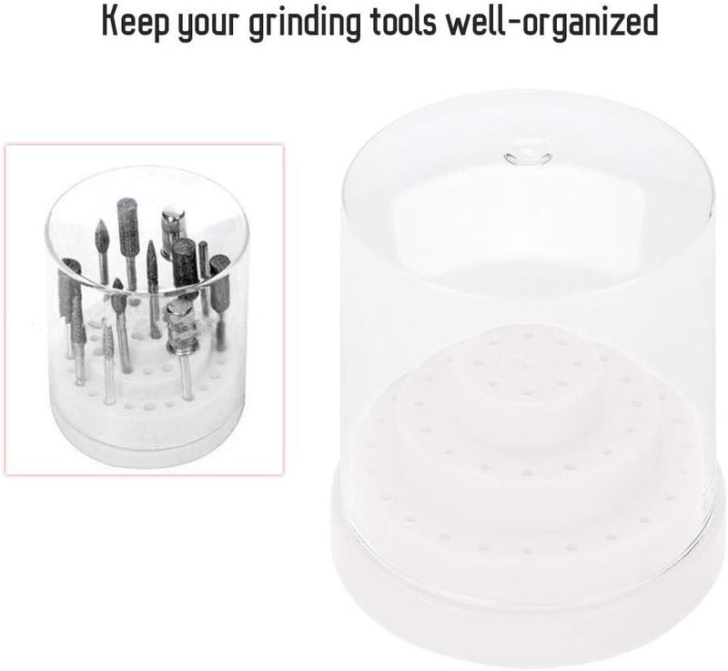 comfrt Nail Drill Bit Holder, 48 Holes Stand Display Organizer Box with Cap Plastic Nail Art Accessories(White) - Image 1