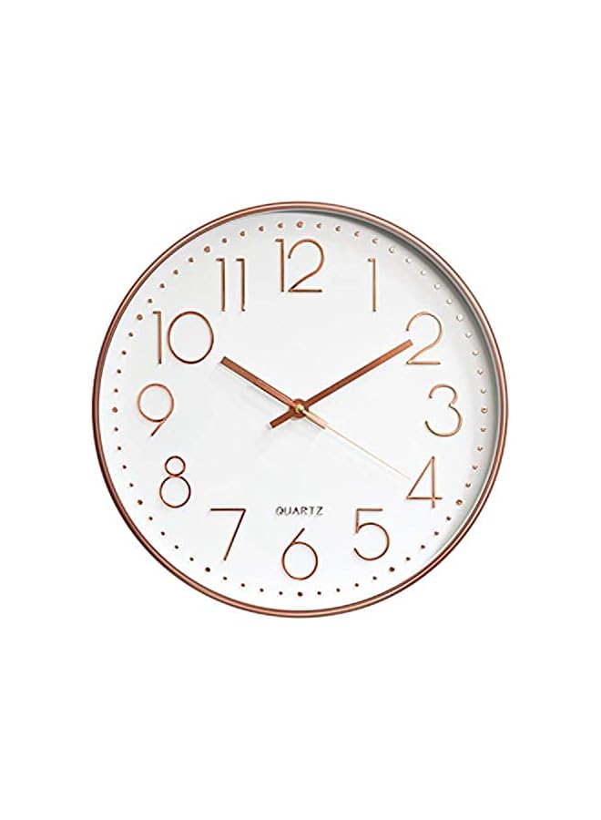 The Bros Non-Ticking Silent Wall Clocks 12 Inch Battery Operated Quartz Classic Decor Clock Easy to Read for Bedroom Home Kitchen Room Office School (Rose Gold) - Image 2