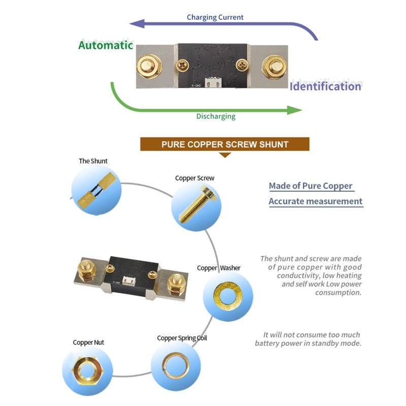 Battery Monitor: 2.4 Inch Color Screen, Auto Dual Direction Current Identification, Bluetooth Connectivity - Accurate Capacity Calculation, Pure Copper Components for Low Standby Power, Digital Energy - Image 2