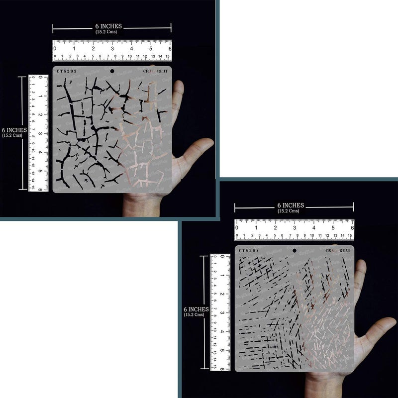 CrafTreat Crackle Stencil for Art and Craft - Crocodile Crackle and Scratches Stencil - Size: 6X6 Inches (2Pcs)- Texture stencil for Painting - Stencils Combo for Craft - Stencils for Texture Painting - Image 3