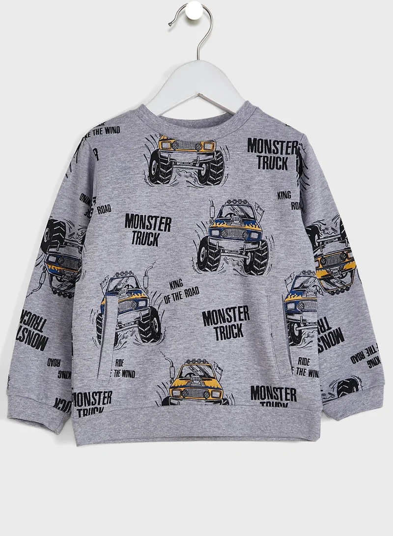 Babybol Kids Monster Truck Print Tracksuit