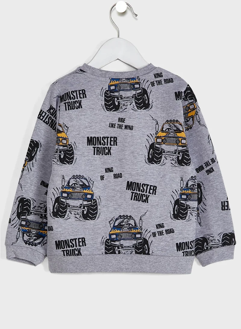Babybol Kids Monster Truck Print Tracksuit