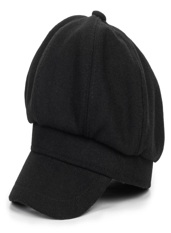 Eohak Kids Boys Girls Youth Newsboy Cap Adjustable Visor Wool Beret Hats Vintage Octagonal Hat Black - Image 1
